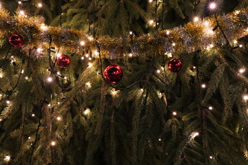 Christmas tree with red balls