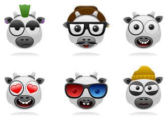 Vector cartoon cow characters face avatar series 1