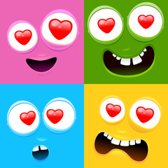 vector illustration of cartoon lovely face characters