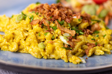closeup of bavarian spaetzle pasta