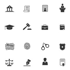 law, legal and justice icon set vector Illustration