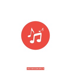 music note icon, melody or tune flat vector for musical apps and websites