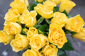 beautiful bouquet of yellow roses