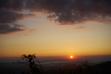 sunrise in orange colours sity view