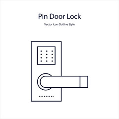 Pin Door Lock Vector icon Outline Style