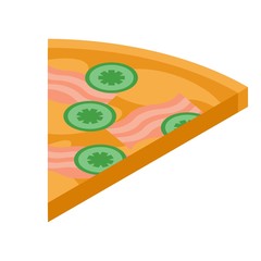 Pizza cucumber sausage slice icon. Isometric of pizza cucumber sausage slice vector icon for web design isolated on white background