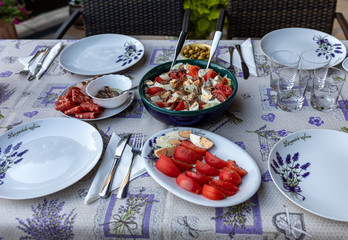 Prepared for supper table on the terrace