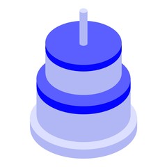 Birthday cake icon. Isometric of birthday cake vector icon for web design isolated on white background