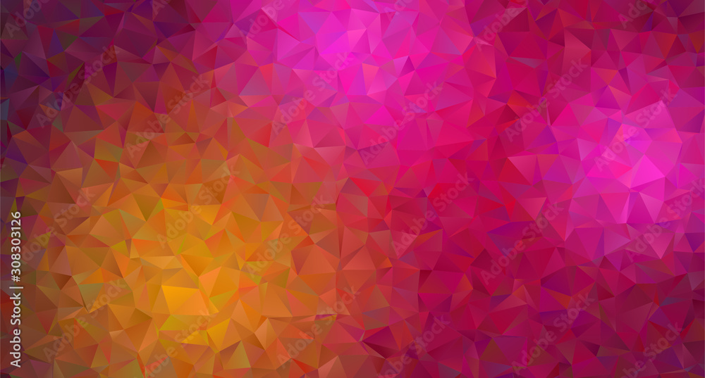 Wall mural Abstract regular triangle polygons background gradient. Geometric triangular backdrop. 70s funky and power hippy style. Psychedelic Polygonal triangular shapes with original colorful scheme,