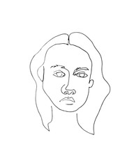 Linear abstract woman face. Continuous line art. One line drawing. Minimalist graphic.