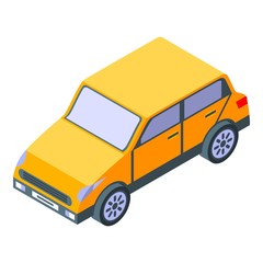 Yellow car icon. Isometric of yellow car vector icon for web design isolated on white background