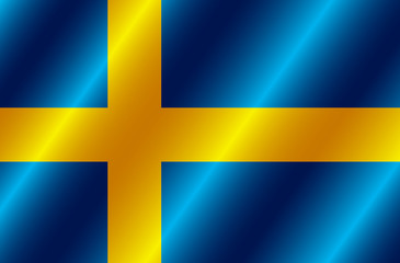 Obraz premium Bright banner with flag of Sweden. Happy Sweden day banner. Bright illustration with flag .