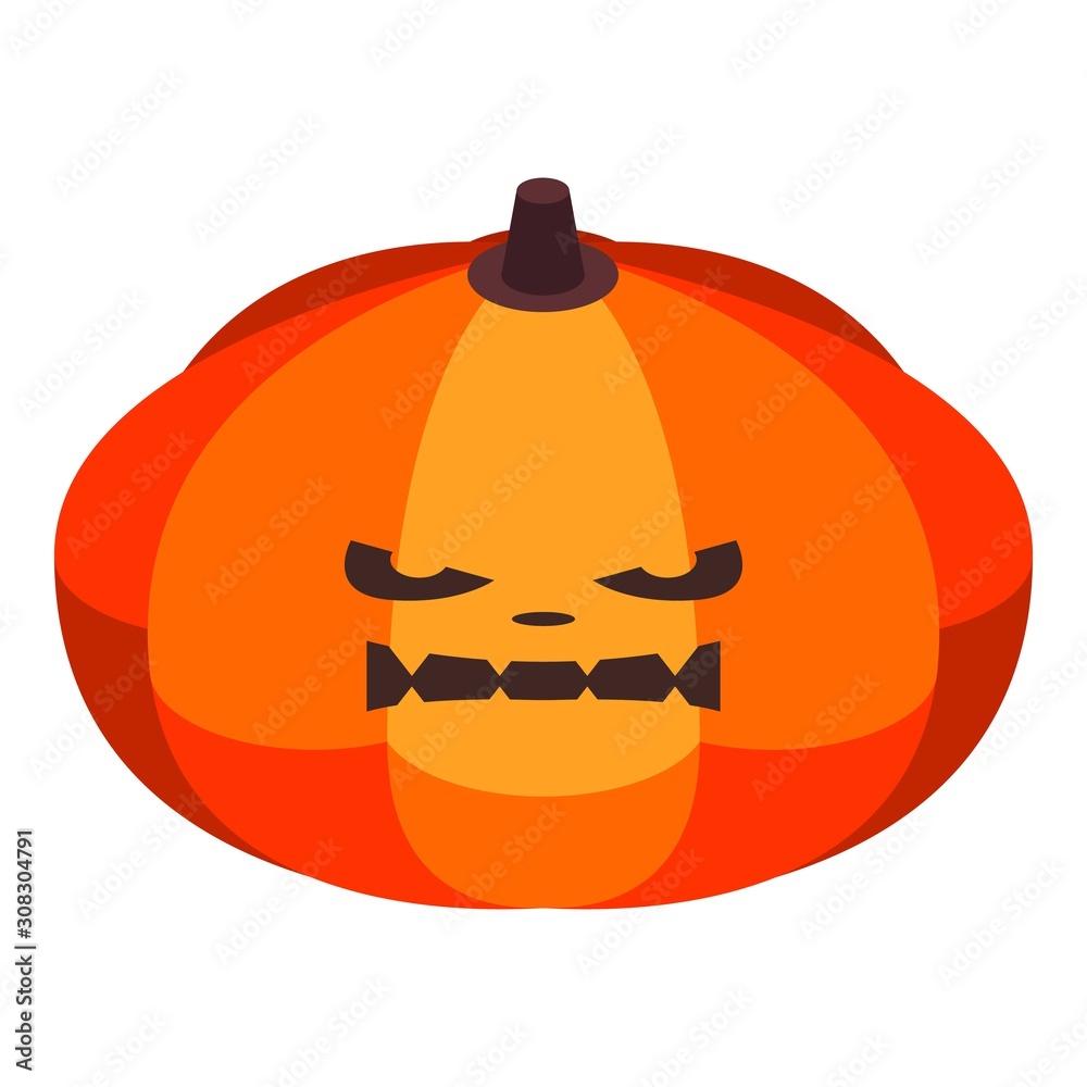 Sticker pumpkin face icon. isometric of pumpkin face vector icon for web design isolated on white background - Stickers