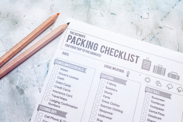 Travel packing checklist
