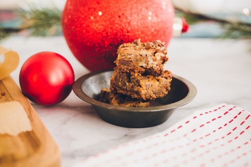 Chocolate Chip Blondies with Festive Holiday Ornaments