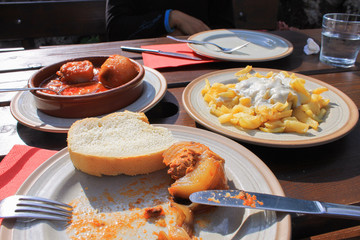 Eating Asturian food in Picos de Europa
