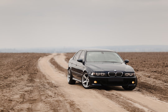 Rivne, Ukraine - December 08, 2019: Original BMW M5 e39 outdors, sport wheels, tunning, glossy and shiny old classic retro oldtimer.