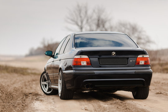Rivne, Ukraine - December 08, 2019: Original BMW M5 e39 outdors, sport wheels, tunning, glossy and shiny old classic retro oldtimer.