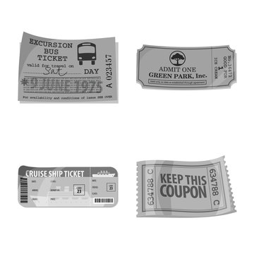 Isolated object of ticket and admission sign. Set of ticket and event vector icon for stock.