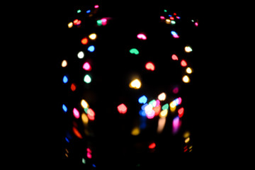 Light bokeh colorful in nightlight on black background