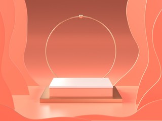 3d background Render image of abstract pink color geometric shape podium background, modern...