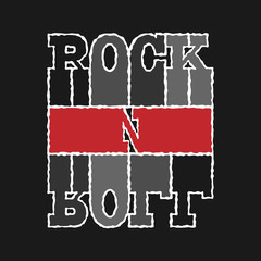 Rock n Roll lettering. Concept for print production. T-shirt fashion Design.