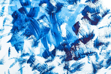 Blue watercolor paint strokes. Color 2020. Watercolor background. Abstraction