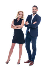 Successful young businesspeople posing, isolated on white