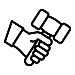 Judge hammer icon. Outline judge hammer vector icon for web design isolated on white background