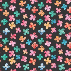 Abstract flowers repeat seamless pattern. Watercolor and digital hand-drawn pattern. mixed media for textile design and decor.