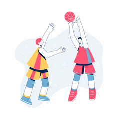 Men playing basketball concept. Block shot.