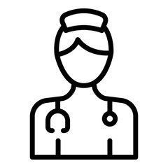 Doctor woman icon. Outline doctor woman vector icon for web design isolated on white background