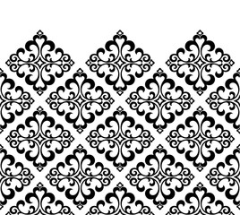Wallpaper in the style of Baroque. Modern vector background. White and black floral ornament. Graphic pattern for fabric, wallpaper, packaging. Ornate Damask flower ornament