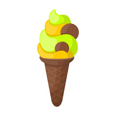 Ice cream in cone vector icon.Cartoon vector icon isolated on white background ice cream in cone.