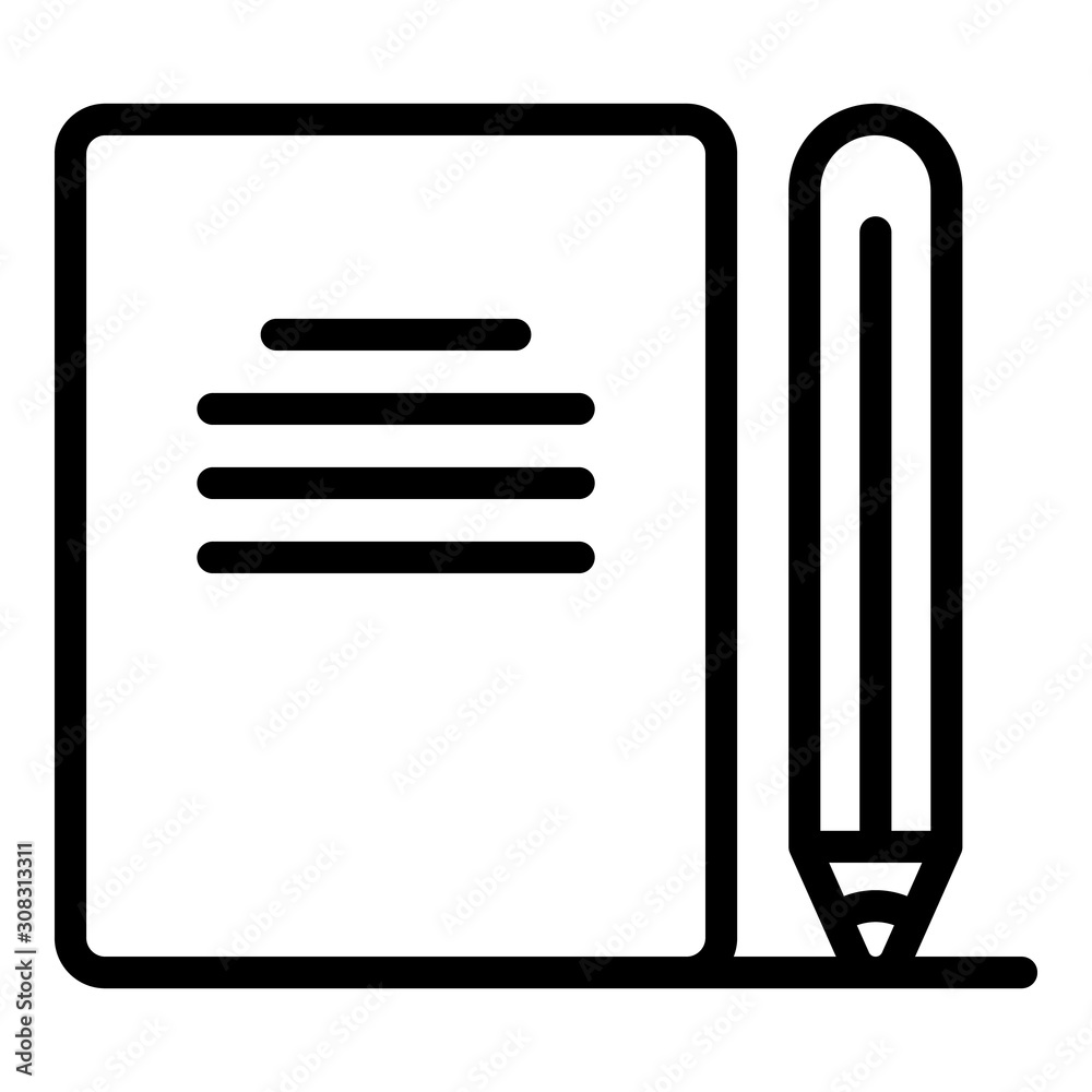 Poster notebook pencil icon. outline notebook pencil vector icon for web design isolated on white backgroun