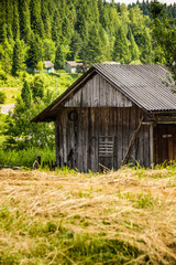 a wooden barn