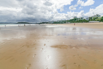 Large beach in ebb tide