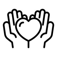 Fototapeta premium Love care icon. Outline love care vector icon for web design isolated on white background