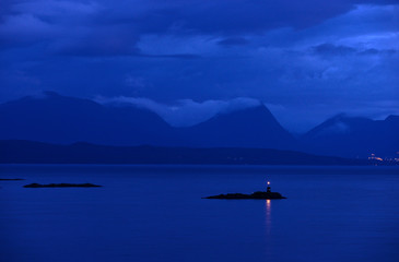 lake and mountains, lighthouse, norway, europe