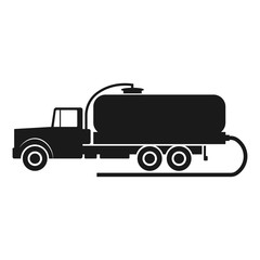 Vacuum truck icon. Black silhouette. Side view. Vector drawing. Isolated object on a white background. Isolate.