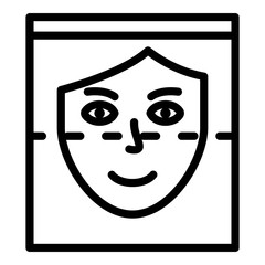 Face recognition icon. Outline face recognition vector icon for web design isolated on white background