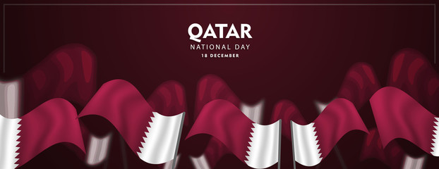 qatar national day, 18 december, waving qatar flag, vector illustration,