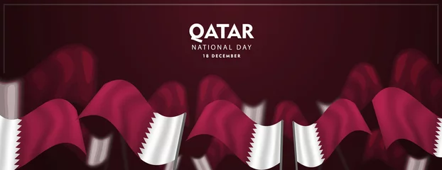 Fotobehang qatar national day, 18 december, waving qatar flag, vector illustration, © HSNKRT