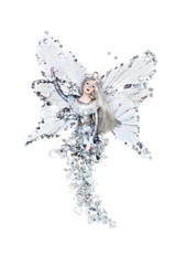 Fairy in winter with icicles and  shiny sparkles