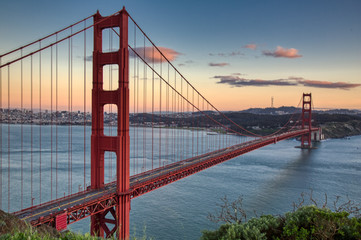 Fototapeta na wymiar Golden Gate Bridge crosses the San Francisco Bay