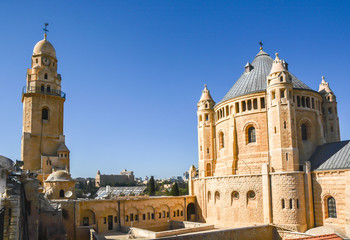 Fototapeta premium Mount Zion, Monastery of Assumption of the Blessed Virgin Mary. Dormition Monastery, German Catholic Abbey of the Order of the Benedictines in Jerusalem.