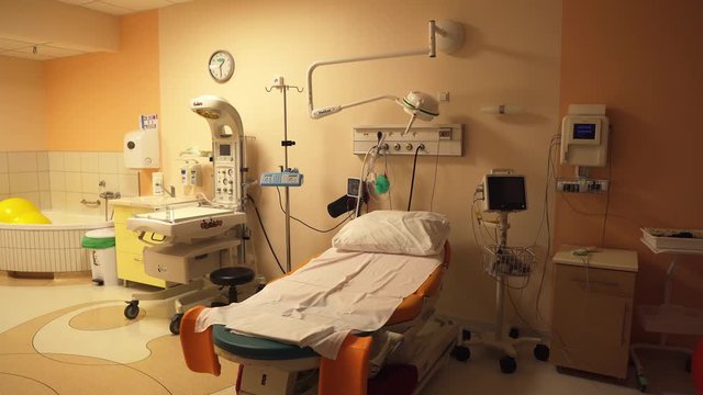 Warsaw, Poland - Jack Labor Ward Cardiotocography Monitor As Shown In A Health Facility - Wide Shot