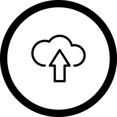 Circle Outline Uploading Cloud Icon With White Background