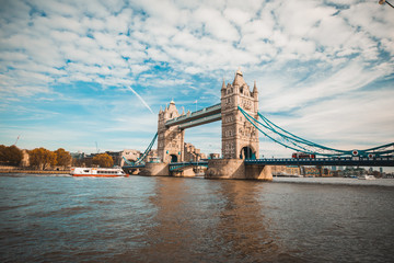 Fototapeta na wymiar London cityscape panorama with River Thames Tower Bridge and London Cityscape