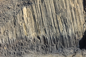 Volcanic rocky cliffs in Milos, Greece